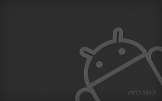 Logo Android au coin en bas à droite sur fond gris