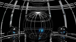 Image de synthèse représentant une sphère en filaments noires style Dark Vador