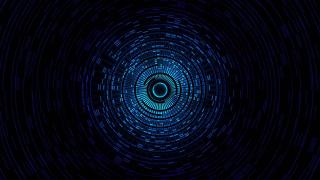 Image de synthèse représentant le numérique en bleu avec une perspective de profondeur