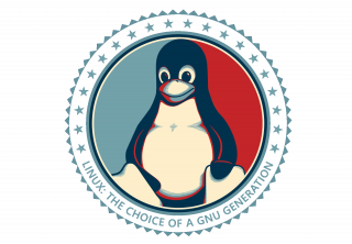 Ecusson Linux style FBI avec Tux, le pingouin mascotte du système