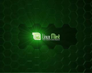 Logo Linux Mint sur arrire plan d&rsquo;héxagones verts