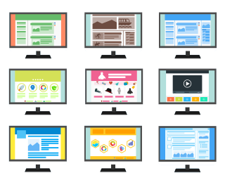 Dessin représentant différents types de sites Web